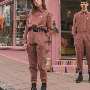 Lucy & Yak dusty rose corduroy oversized boilersuit jumpsuit